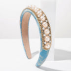 Pearl Beaded Padded Headband - Blue – hair accessories (view 1)