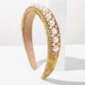 Pearl Beaded Padded Headband - Gold