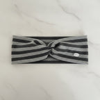 Ribbed Knit Headwrap With Bow - Deep Gray