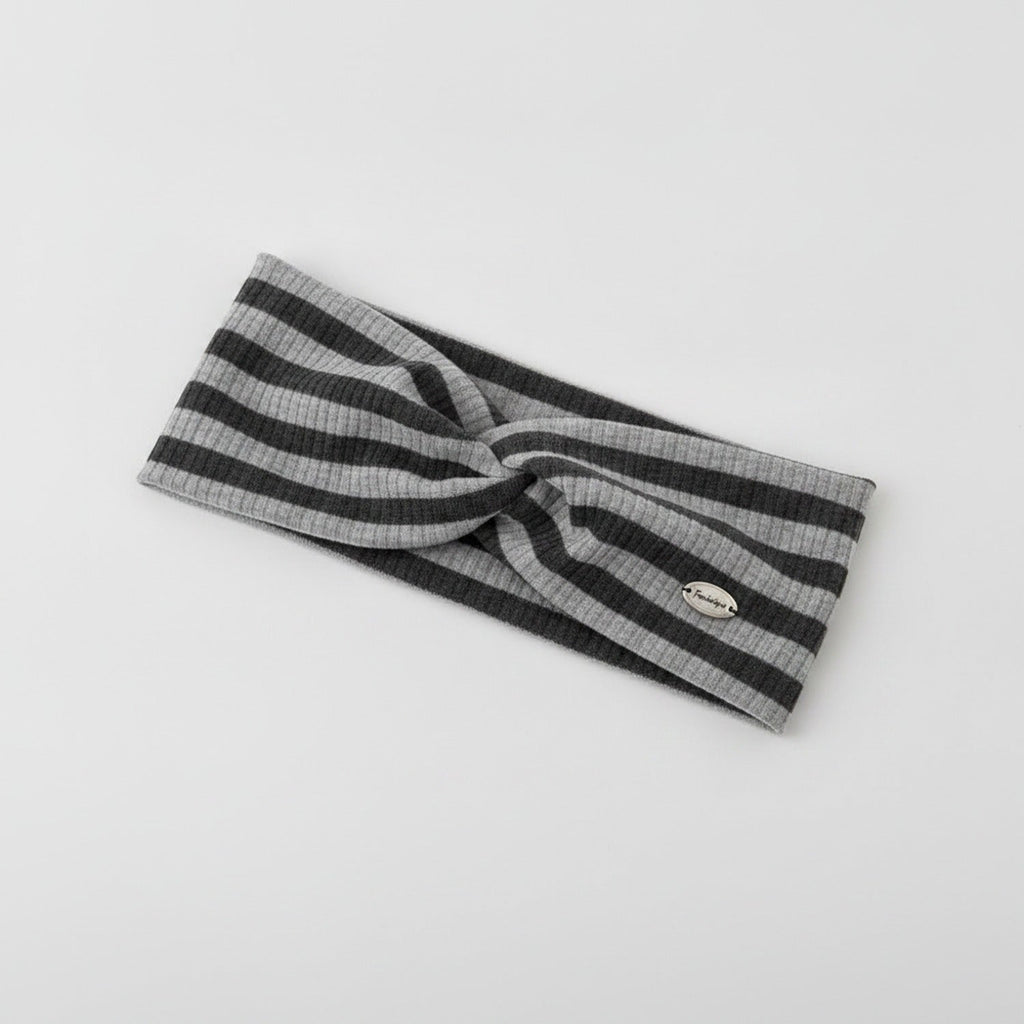 Ribbed Knit Headwrap With Bow - Deep Gray