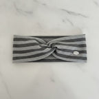 Ribbed Knit Headwrap With Bow - Light Gray – hair accessories (view 2)