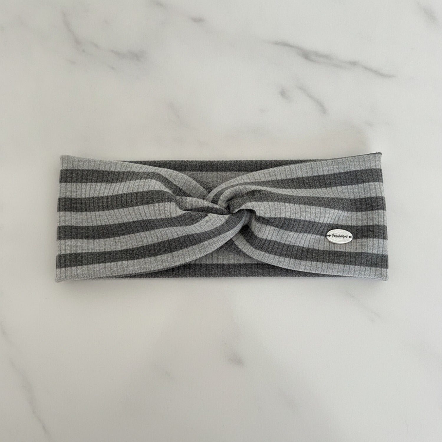Ribbed Knit Headwrap With Bow - Light Gray – hair accessories (view 2)