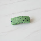 Velvet Hair Clip - Green Polka Dot