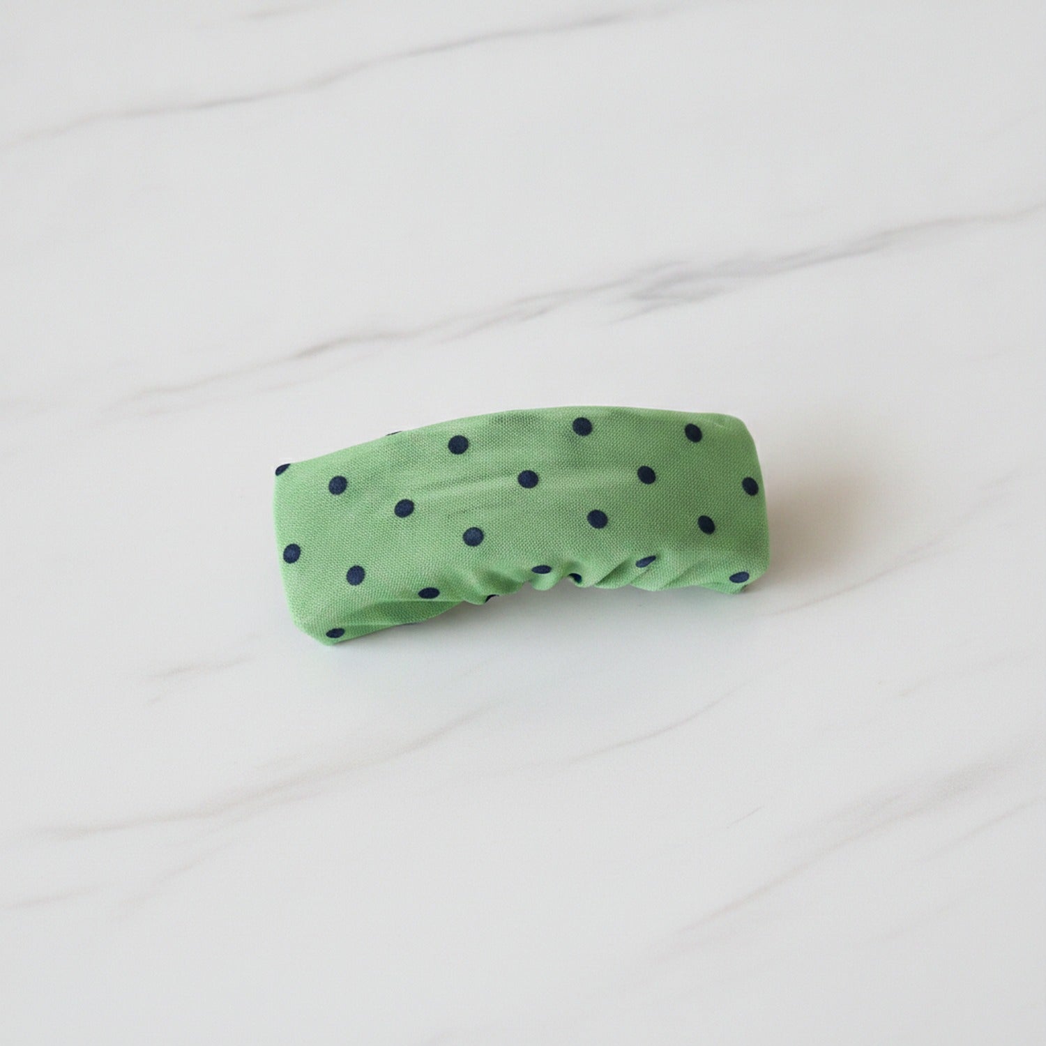 Velvet Hair Clip - Green Polka Dot