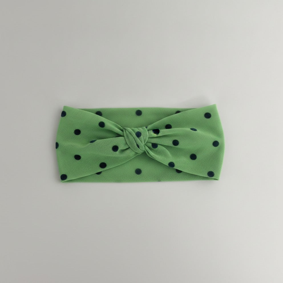 Velvet Hair Clip - Green Polka Dot – hair accessories (view 1)