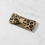 Leopard Print Knit Hair Clip With Ribbon Band – hair accessories (view 3)