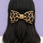 Leopard Print Knit Hair Clip With Ribbon Band – hair accessories