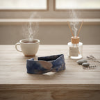 Denim Color Block Twisted Knot Hairband - Deep Blue Mix – hair accessories (view 2)