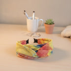 Denim Color Block Twisted Knot Hairband - Orange Mix – hair accessories (view 2)