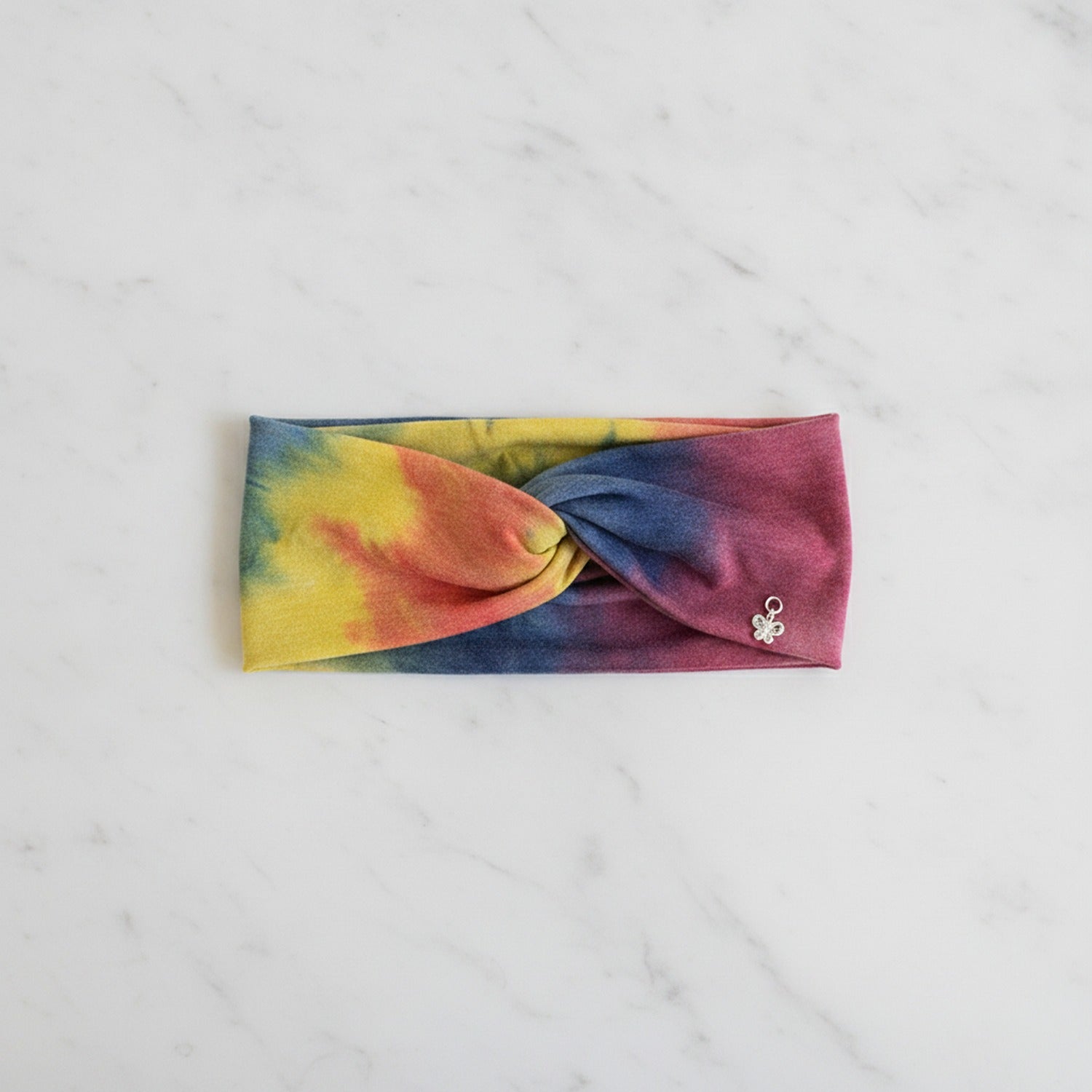 Denim Color Block Twisted Knot Hairband - Orange Mix