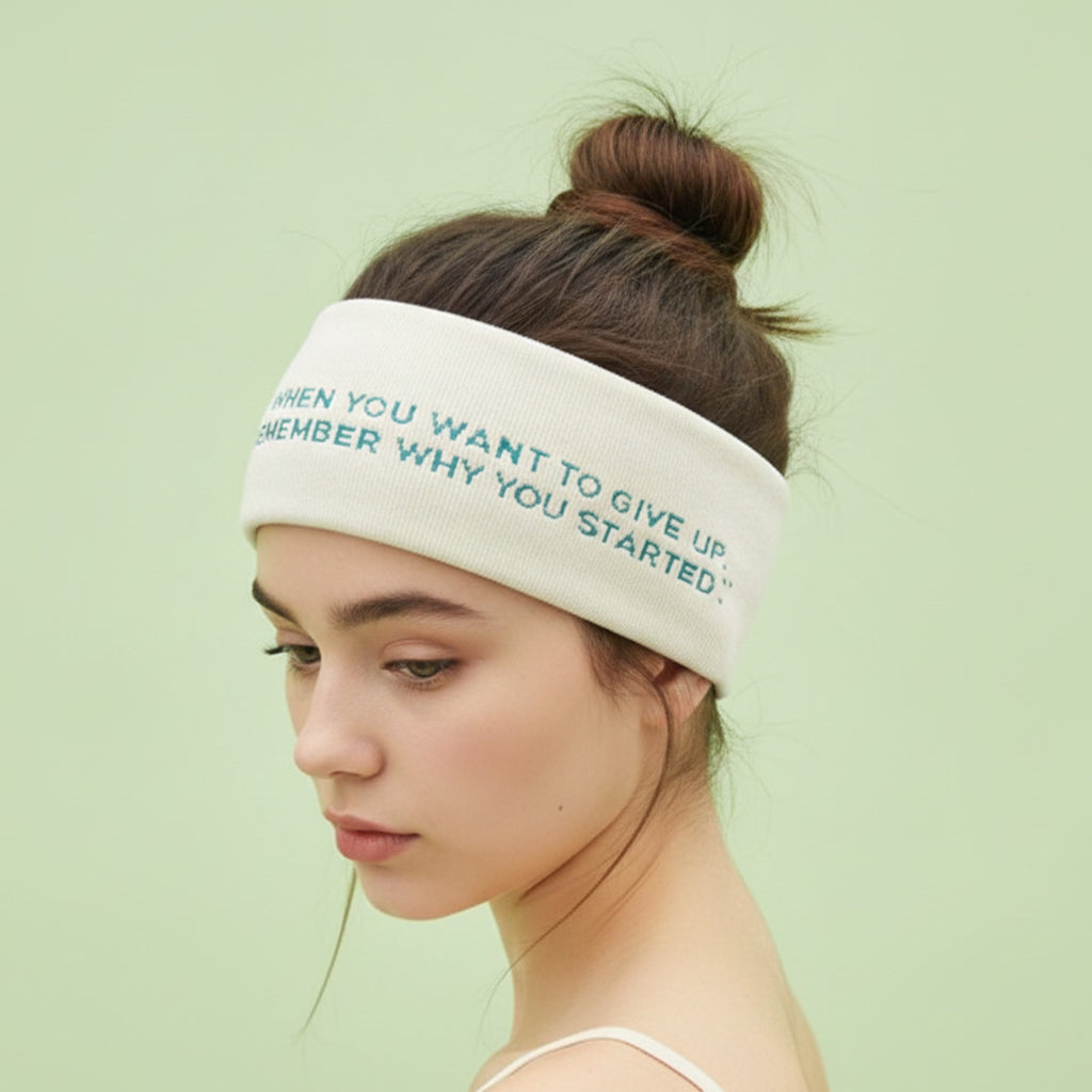Ribbed Motivational Message Hairband - Cream White – hair accessories (view 3)