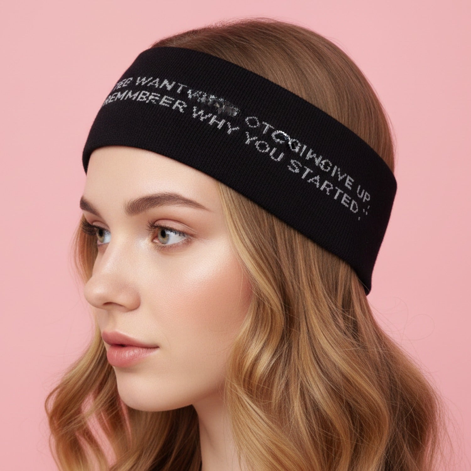 Ribbed Motivational Message Hairband - Black