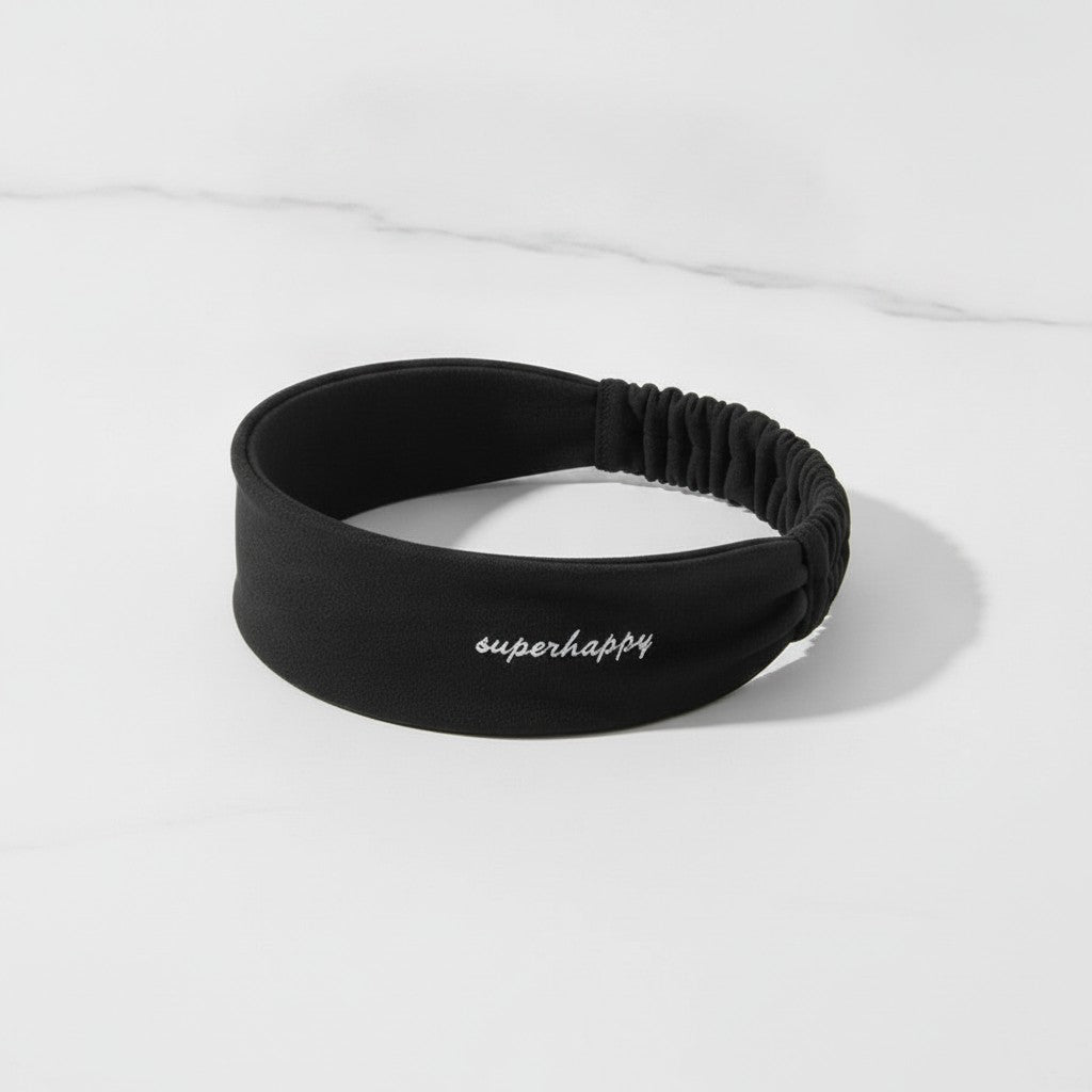 Ruched Stretchy Hair Wrap Headband - Black – hair accessories (view 3)