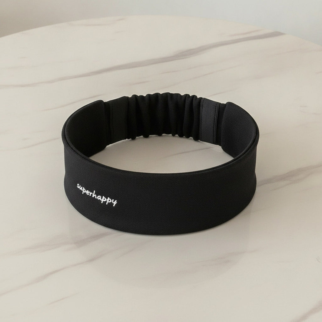 Ruched Stretchy Hair Wrap Headband - Black