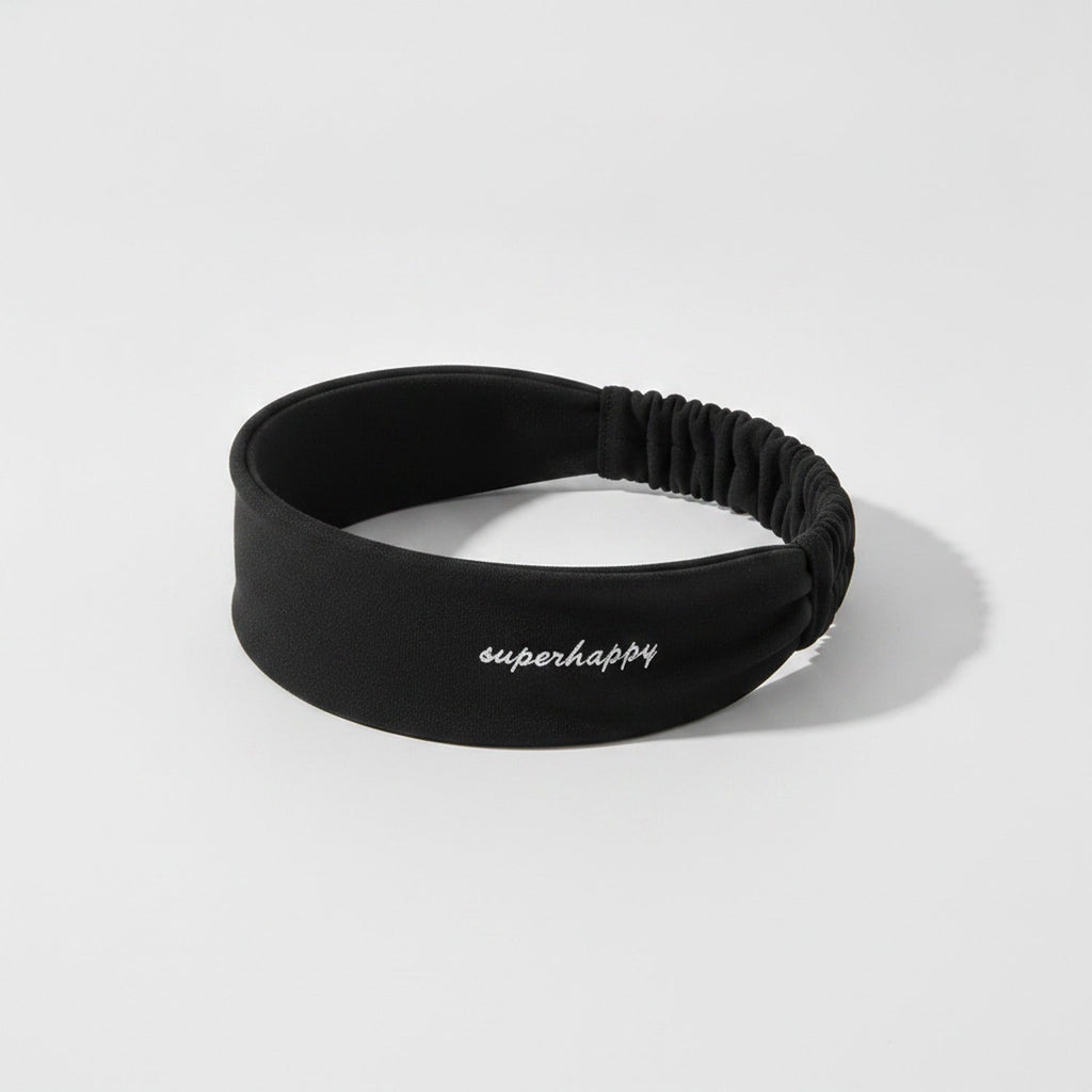 Ruched Stretchy Hair Wrap Headband - Black