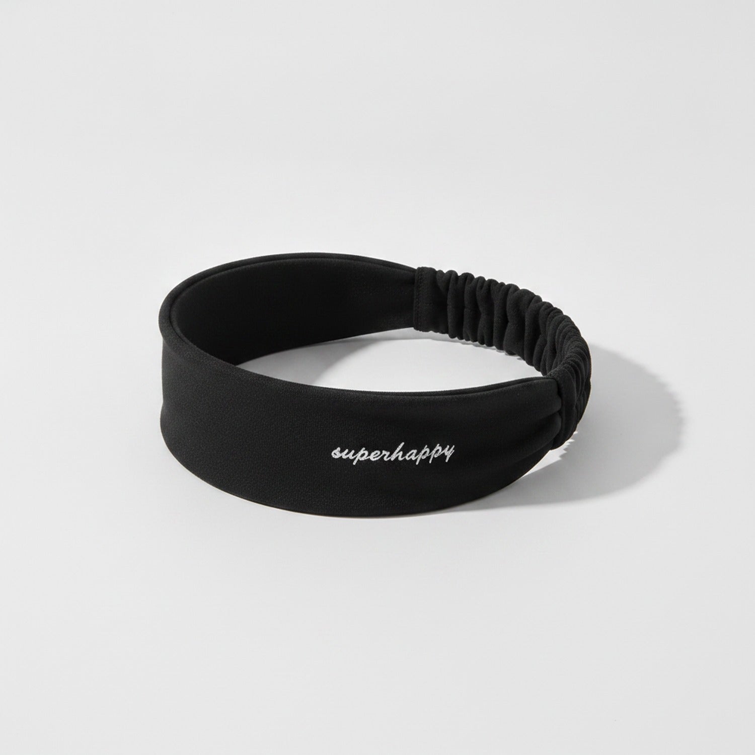 Black Ruched Stretchy Hair Wrap Headband - Black