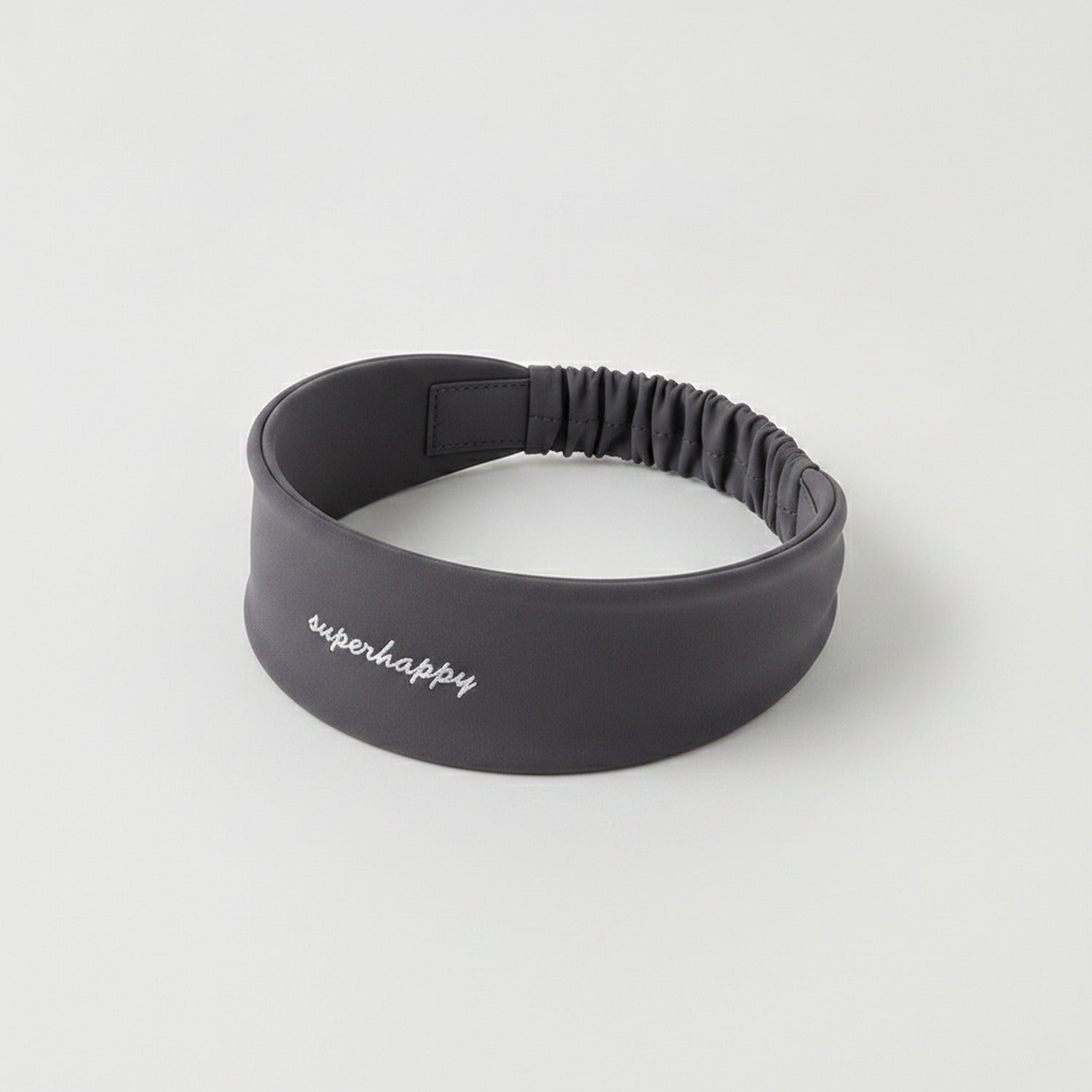 Black Ruched Stretchy Hair Wrap Headband - Gray