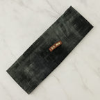 Linen Textured Hair Clip With Leather Accent - Black Olive Green