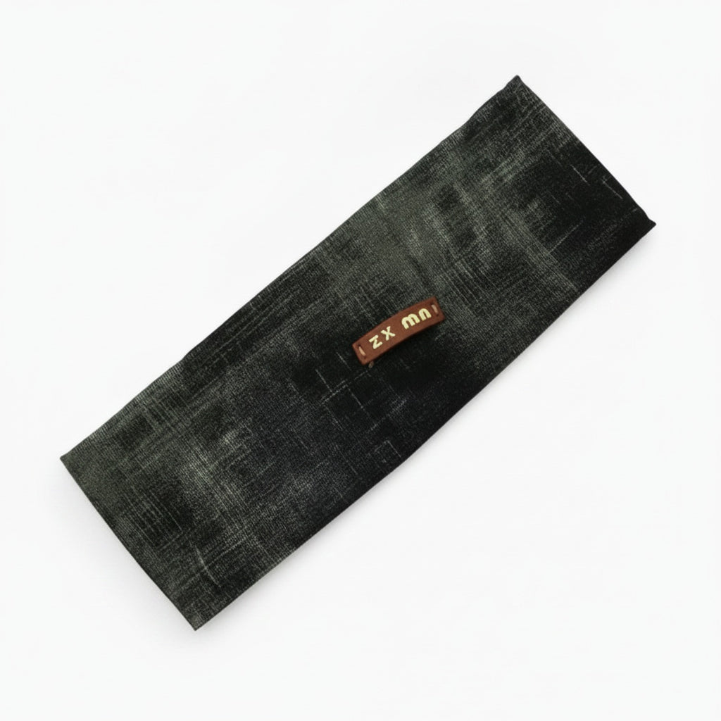 Linen Textured Hair Clip With Leather Accent - Black Olive Green