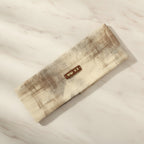 Linen Textured Hair Clip With Leather Accent - Camel – hair accessories (view 2)