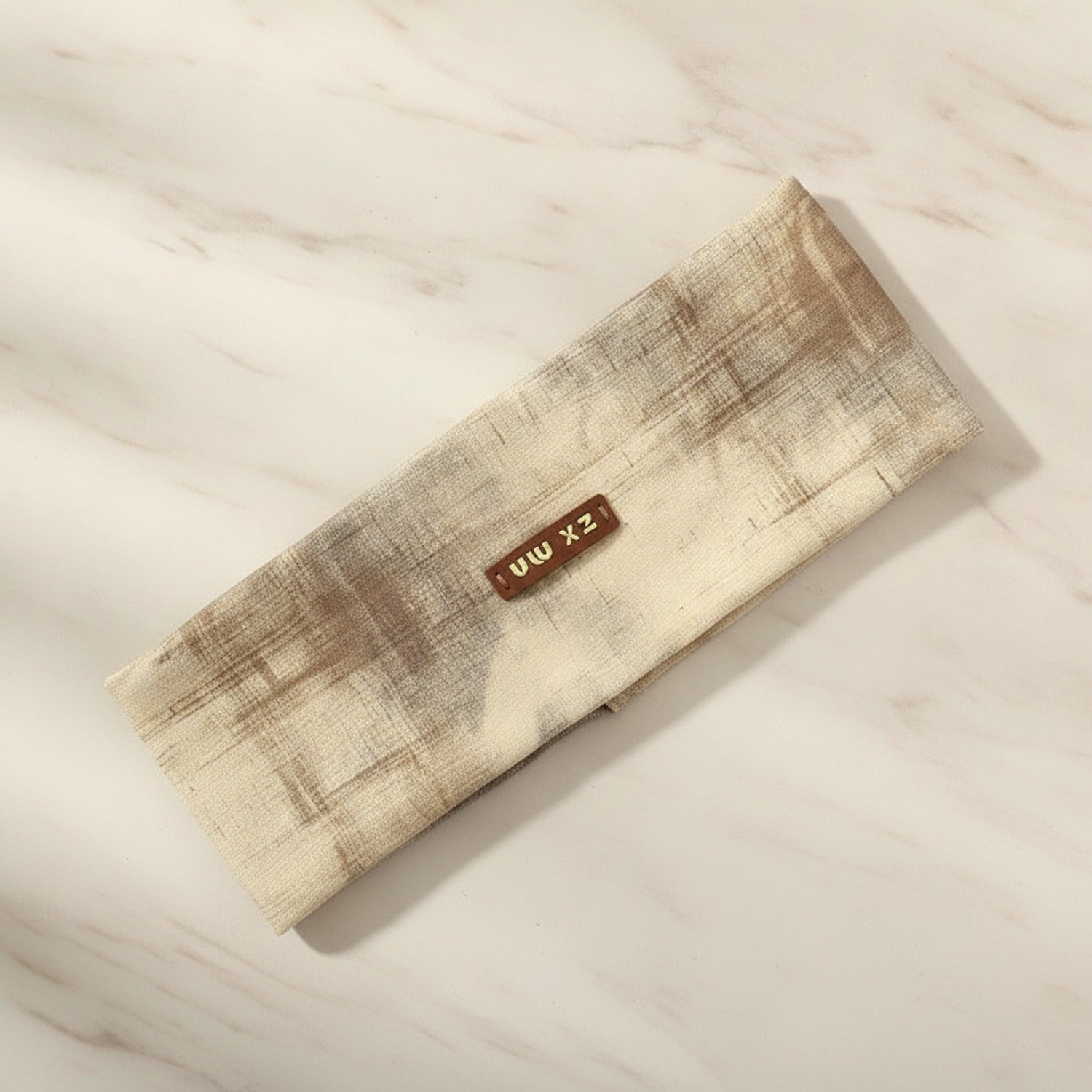 Linen Textured Hair Clip With Leather Accent - Camel – hair accessories (view 2)