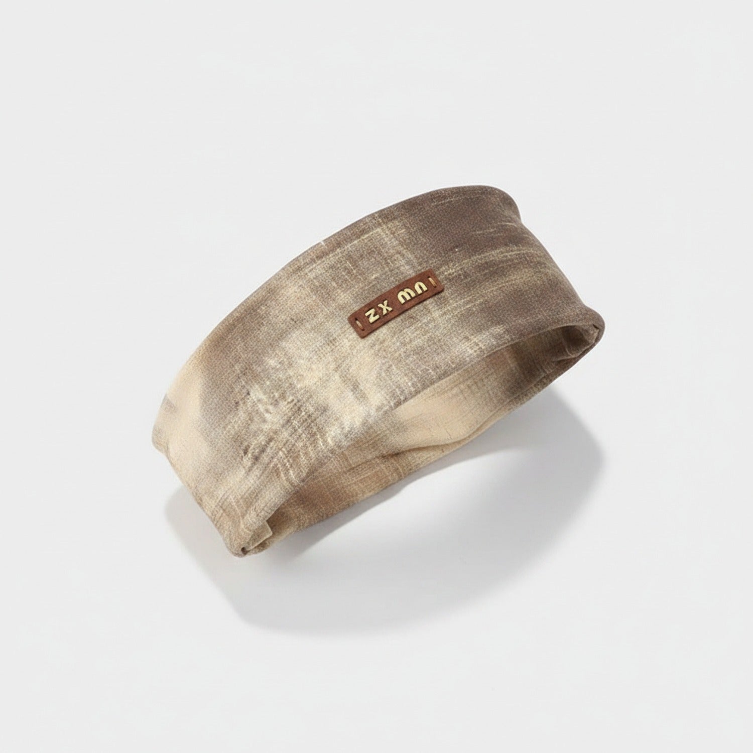Linen Textured Hair Clip With Leather Accent - Camel – hair accessories (view 1)