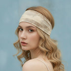 Linen Textured Hair Clip With Leather Accent - Camel – hair accessories (view 3)