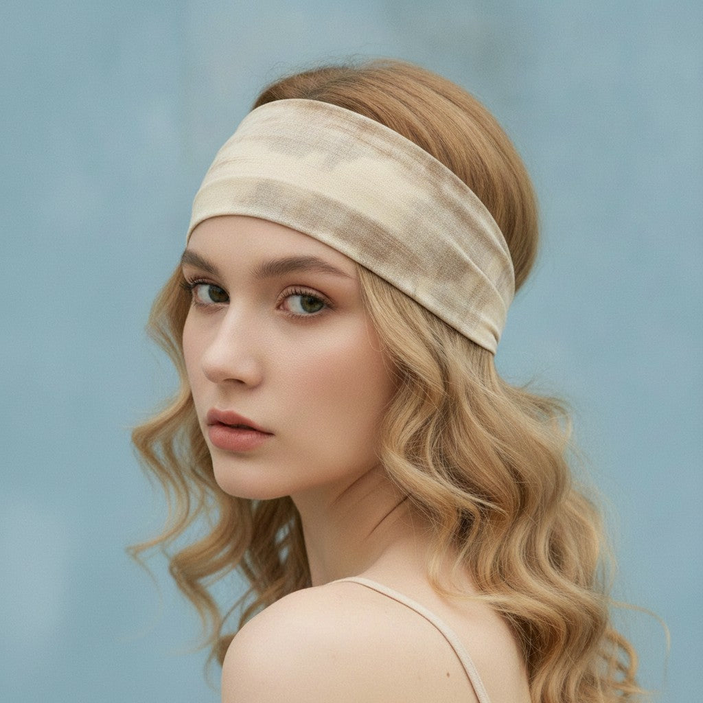 Linen Textured Hair Clip With Leather Accent - Camel – hair accessories (view 3)