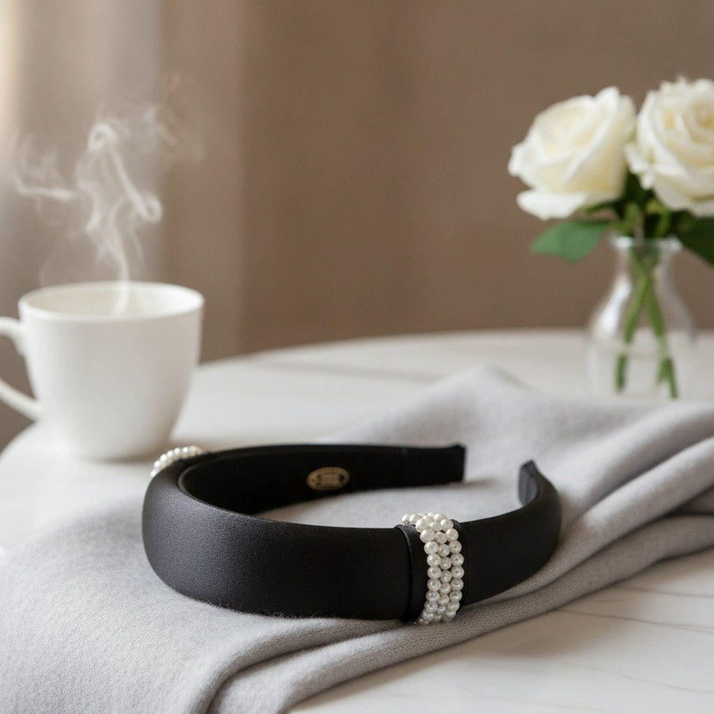 Padded Satin Headband with Pearl Detail – hair accessories (view 3)