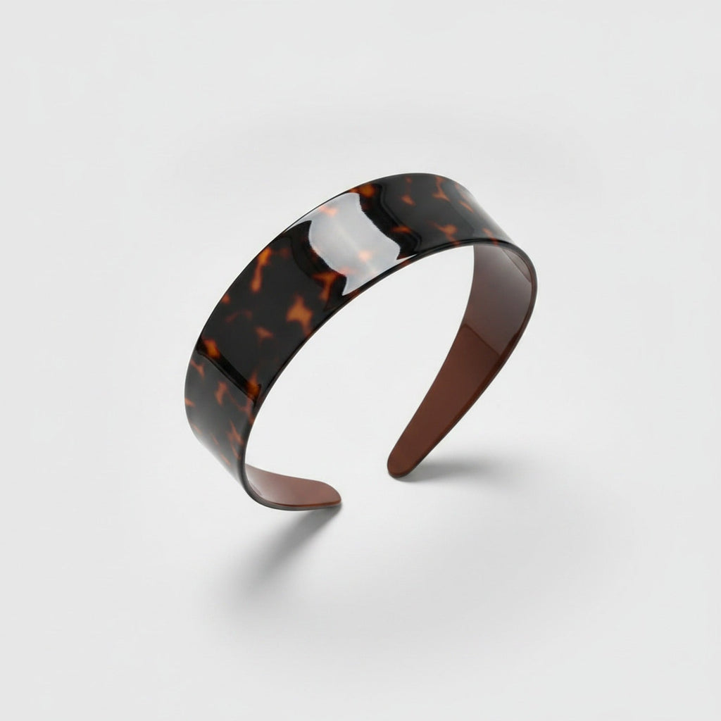 Tortoiseshell Padded Headband - Acetate Wide Hair Hoop - Tortoise Brown