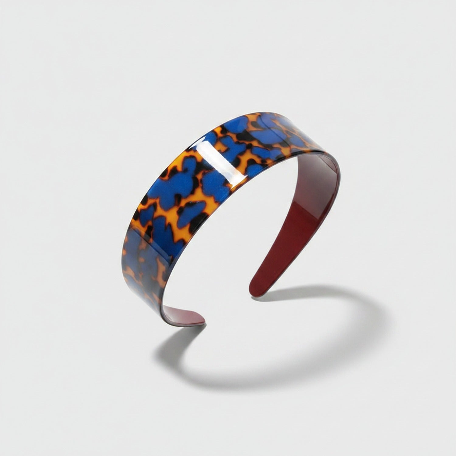 Tortoiseshell Padded Headband - Acetate Stripe Hair Headband Blue Coffee