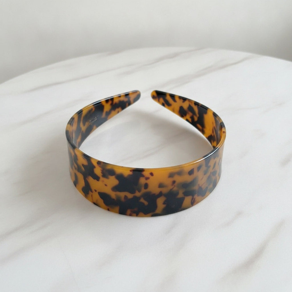 Tortoiseshell Padded Headband - Acetate Wide Hair Hoop Yellow