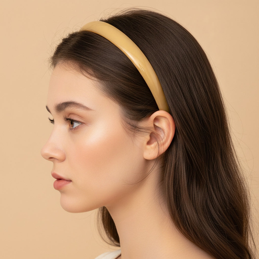 Glossy Padded Headband - Vitality Headband - Beige