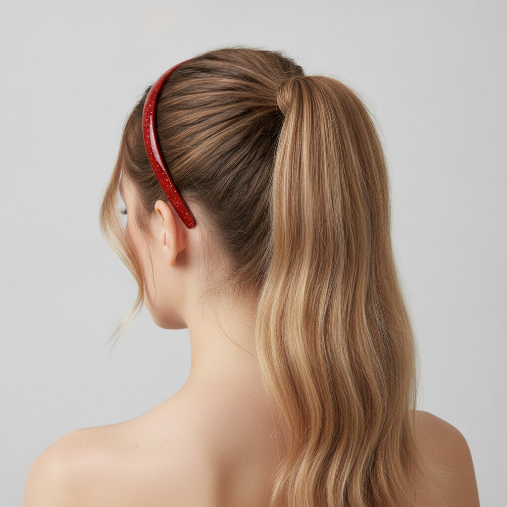 Glossy Padded Headband - Vitality Headband Wine Red