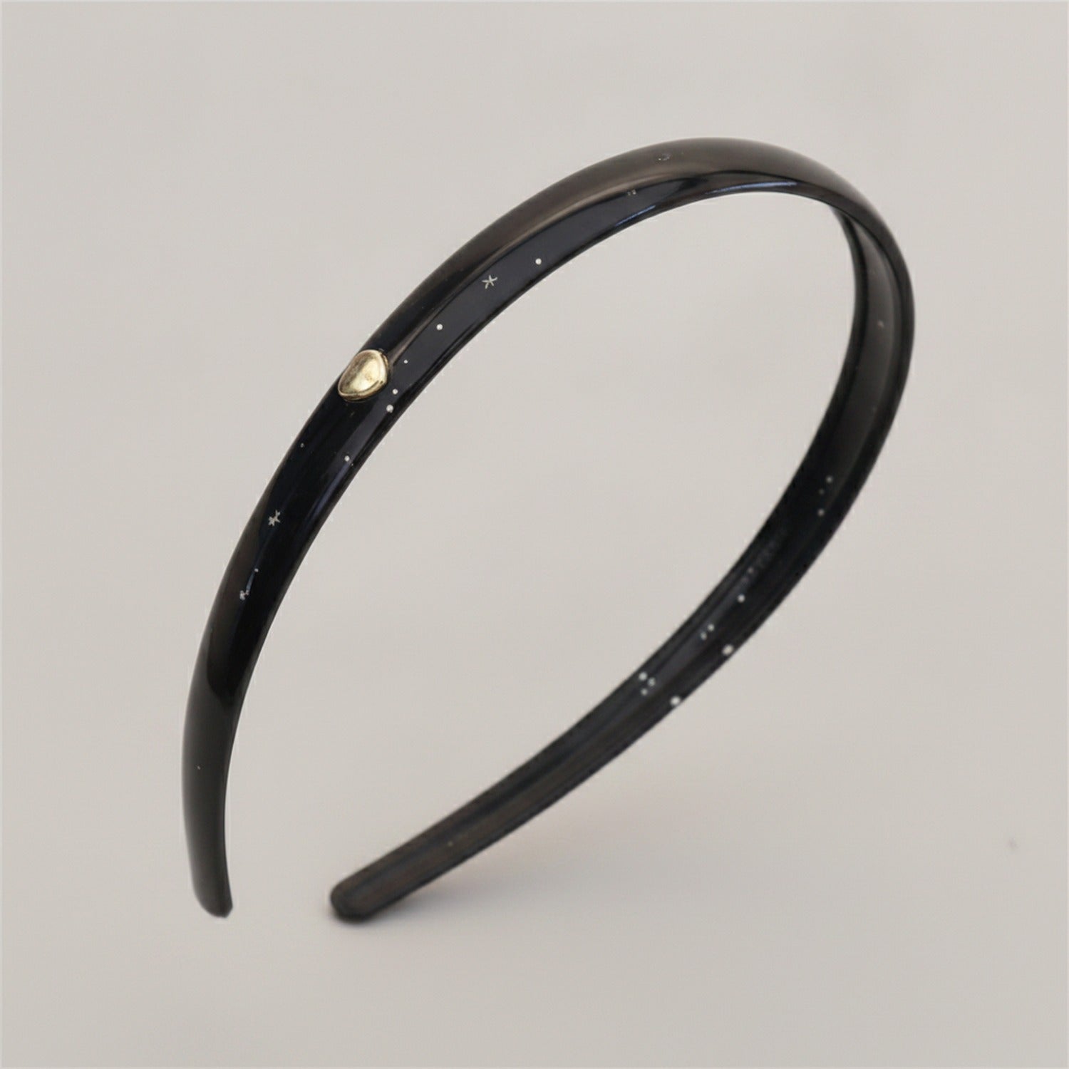 Black Padded Headband With Gold Heart Charm