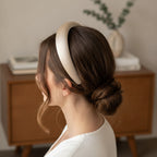 Padded Satin Wide Headband - Celebrity Headband Champagne – hair accessories (view 2)
