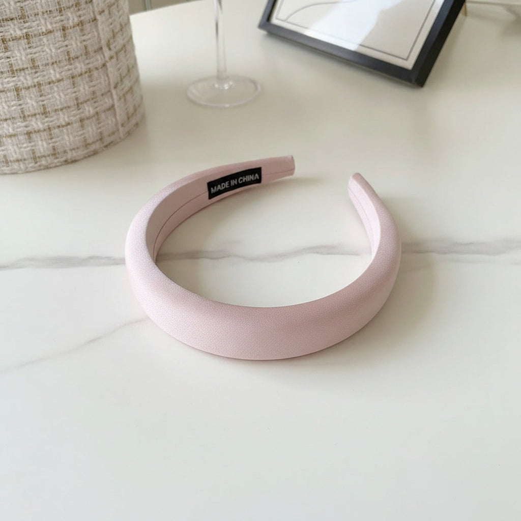 Padded Satin Wide Headband - Celebrity Style Headband Light Pink