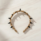 Leopard Print Spike Studded Padded Headband - Leopard Print Headband