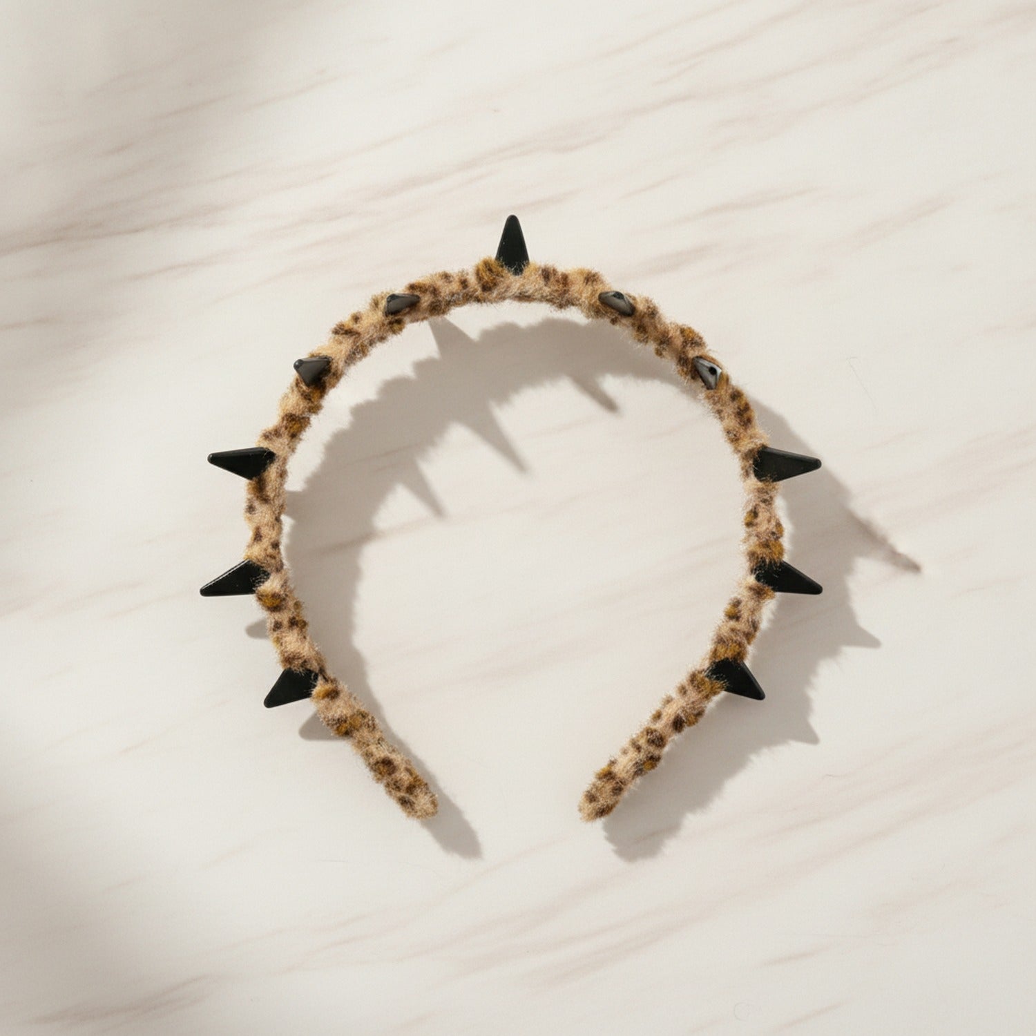 Leopard Print Spike Studded Padded Headband - Leopard Print Headband