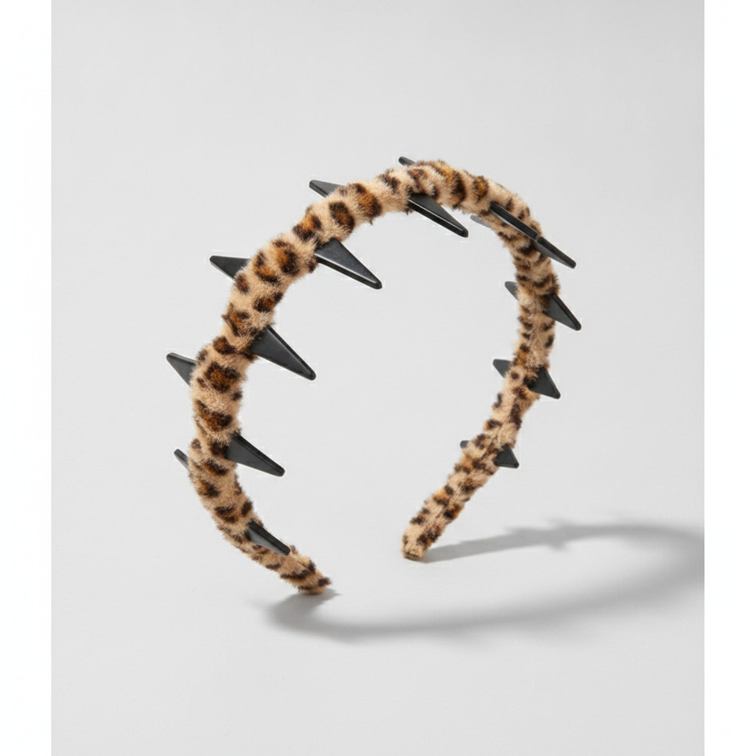 Leopard Print Spike Studded Padded Headband - Leopard Print Headband