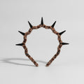 Leopard Print Spike Studded Padded Headband - Deep Leopard Print Hair Headband – hair accessories (view 1)