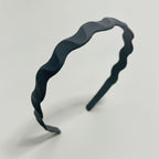 Twisted Wavy Padded Headband - Curved Headband Black