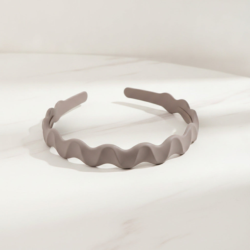 Twisted Wavy Padded Headband - Curved Headband Coffee