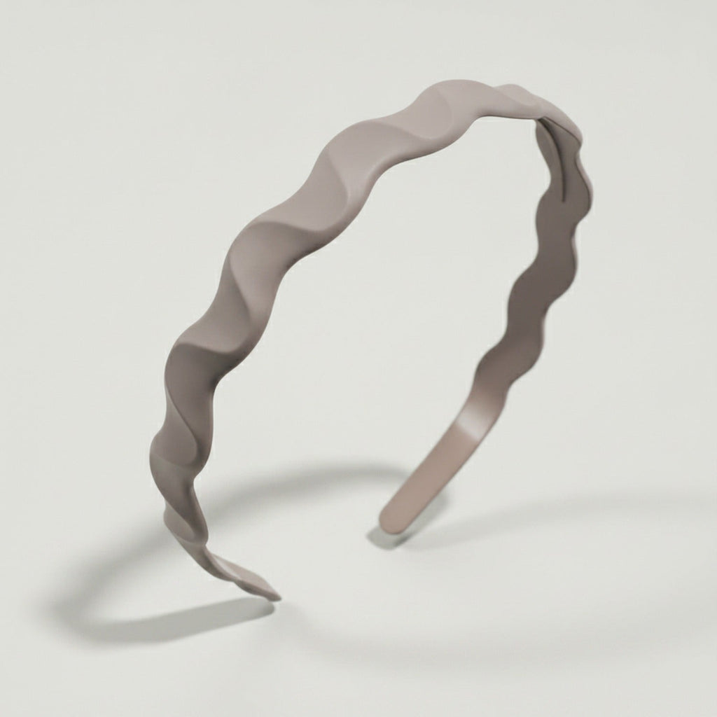 Twisted Wavy Padded Headband - Curved Headband Coffee