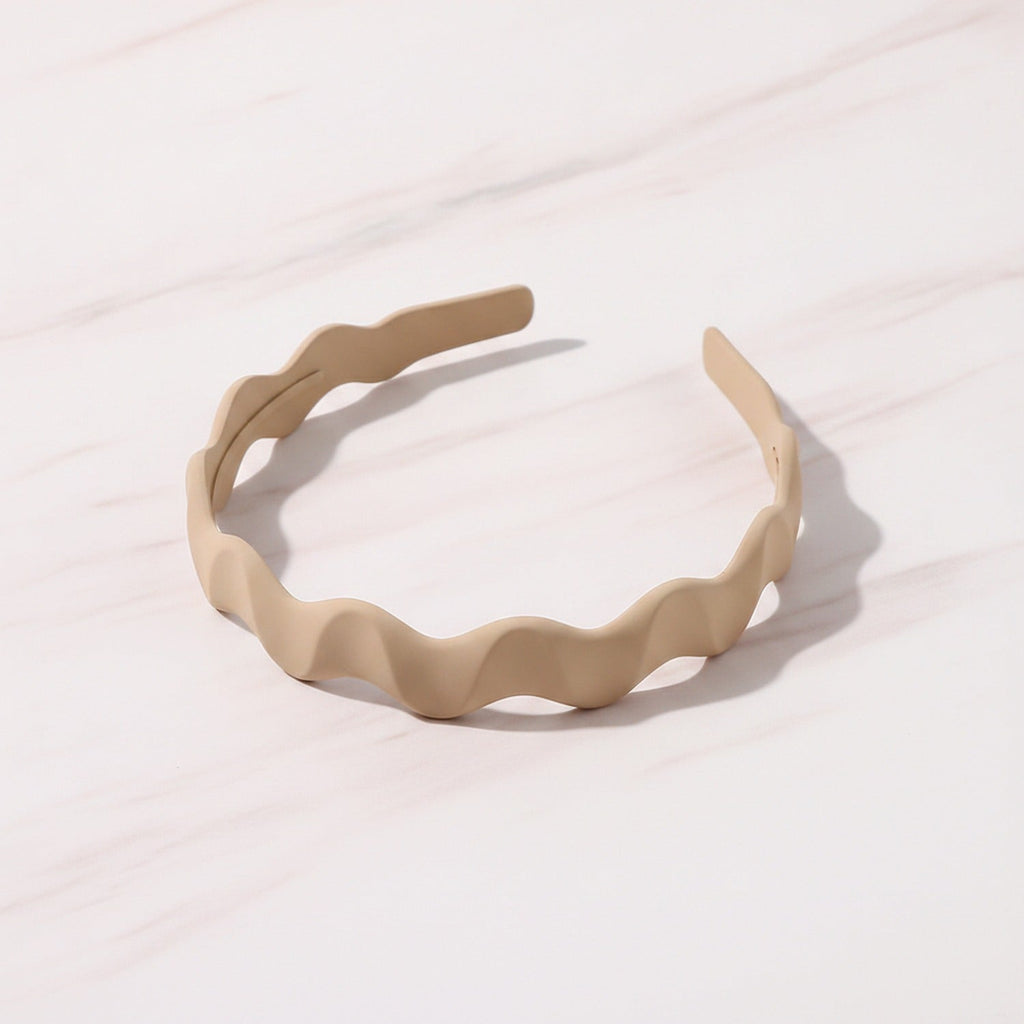 Twisted Wavy Padded Headband - Curved Hair Clip Khaki