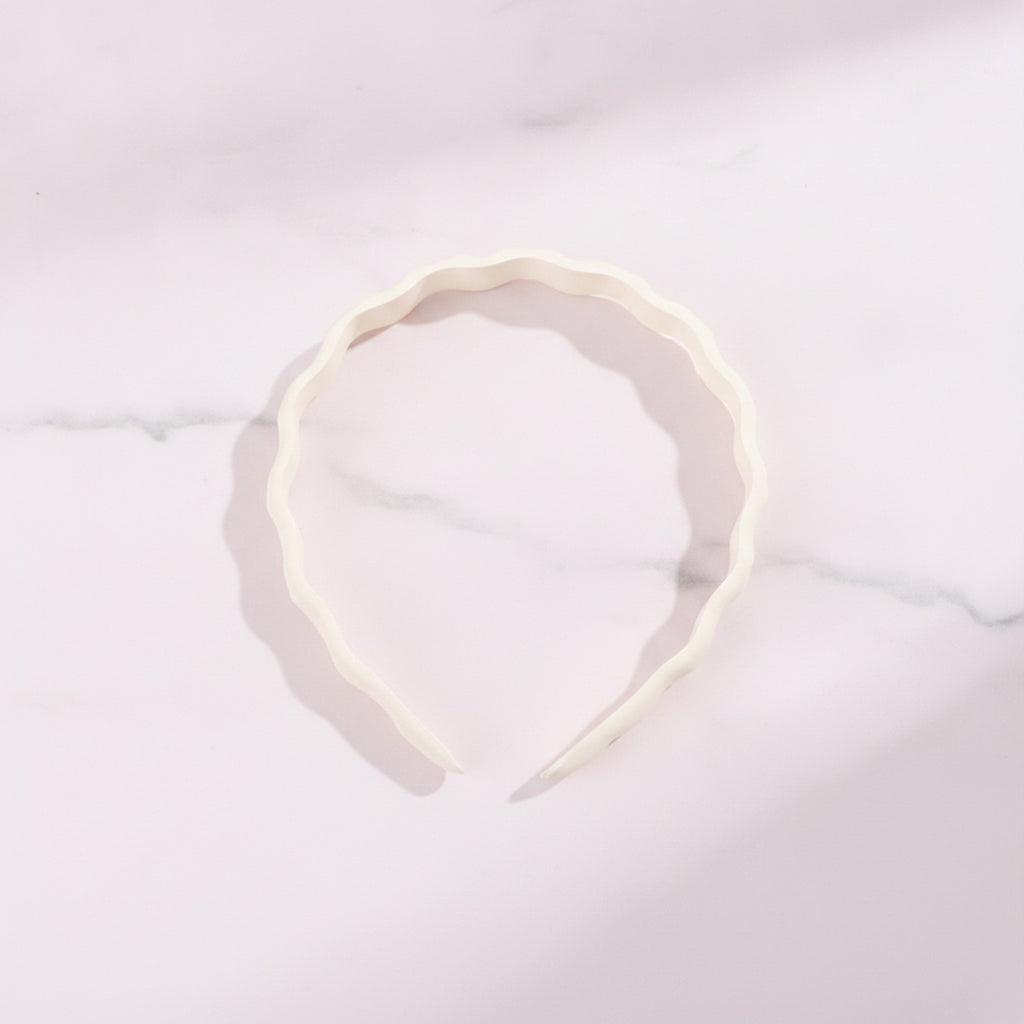 Twisted Wavy Padded Headband - Curve Headband - White