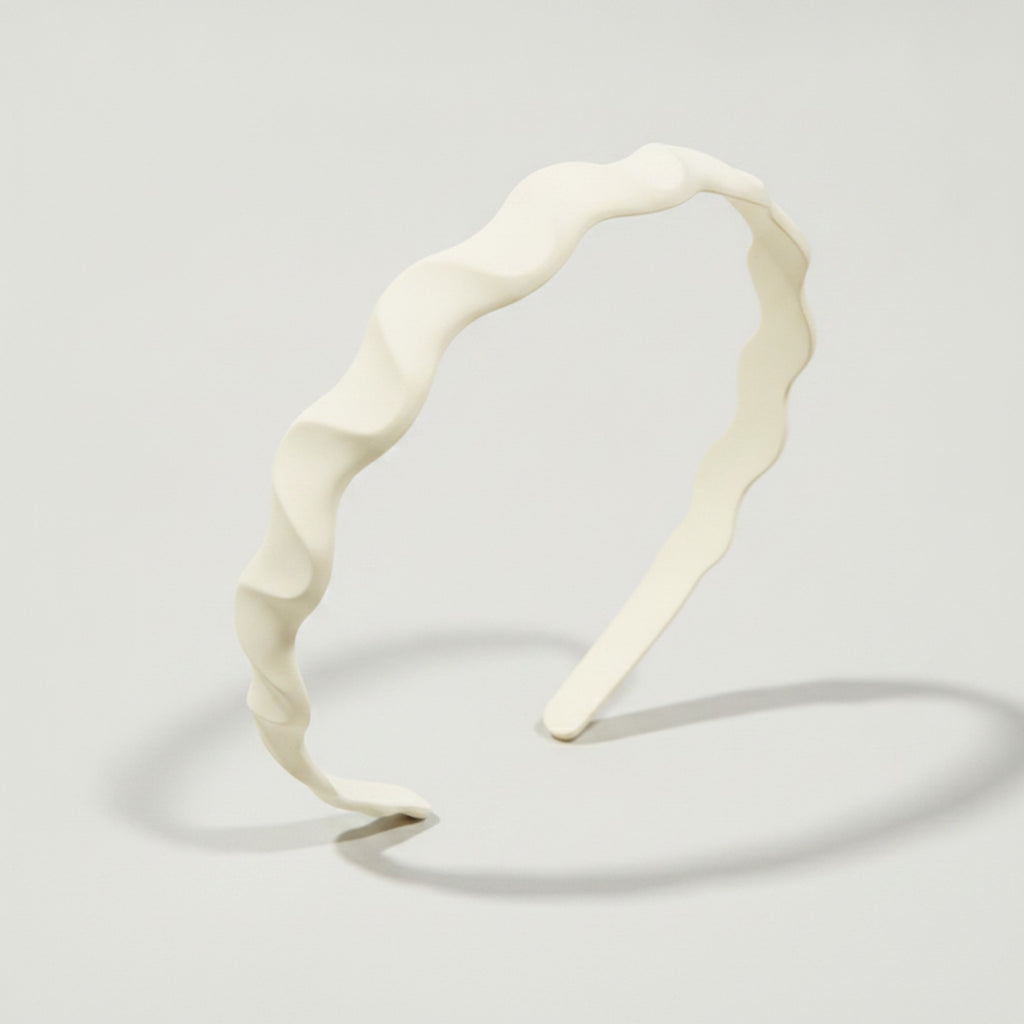 Twisted Wavy Padded Headband - Curve Headband - White