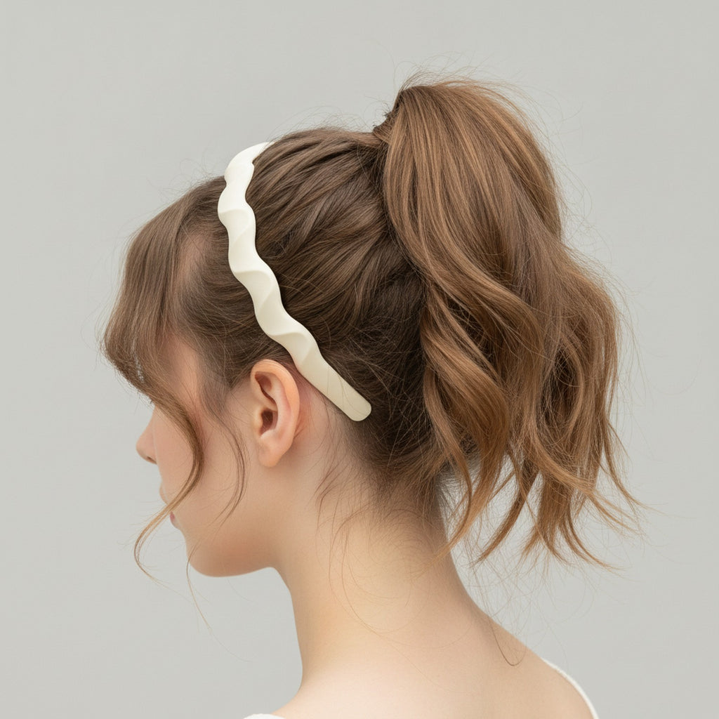 Twisted Wavy Padded Headband - Curve Headband - White