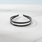 Curved Minimalist Hairband Headpiece - Crossover Headband Shiny Black