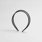 Curved Minimalist Hairband Headpiece - Crossover Headband Shiny Black